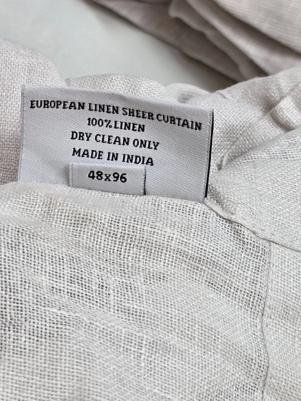 QUINCE Set Of 2 48x96 European Linen Sheer Curtains Cloud 9238